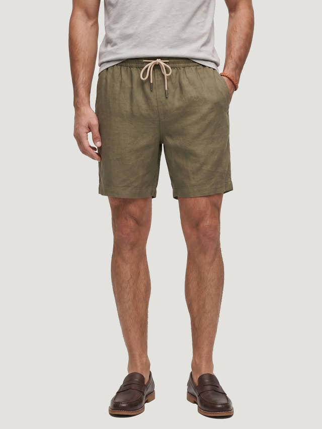 Pantalones cortos con cordón de 100 % lino europeo