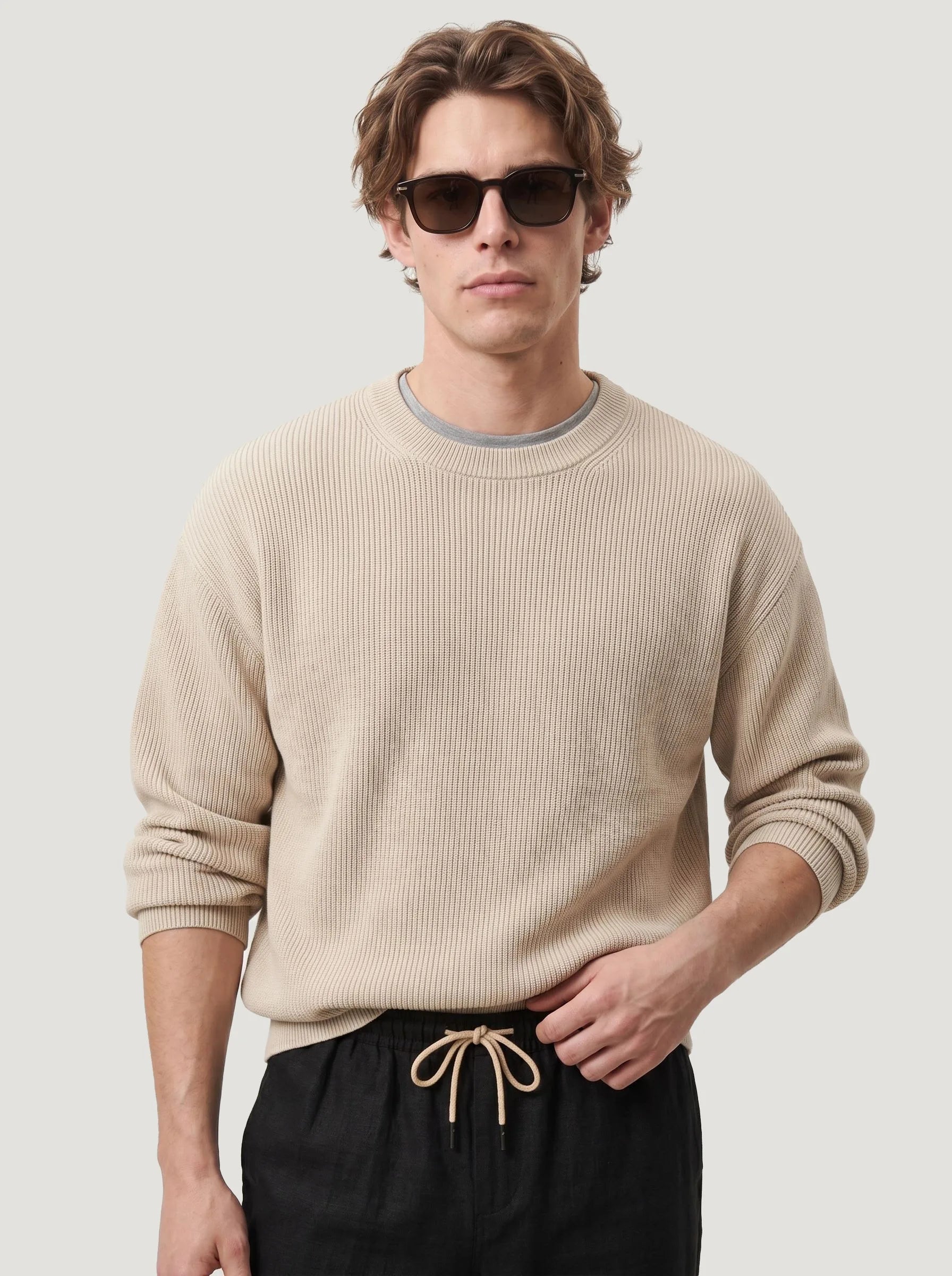 Pantalon à cordon en 100 % lin européen