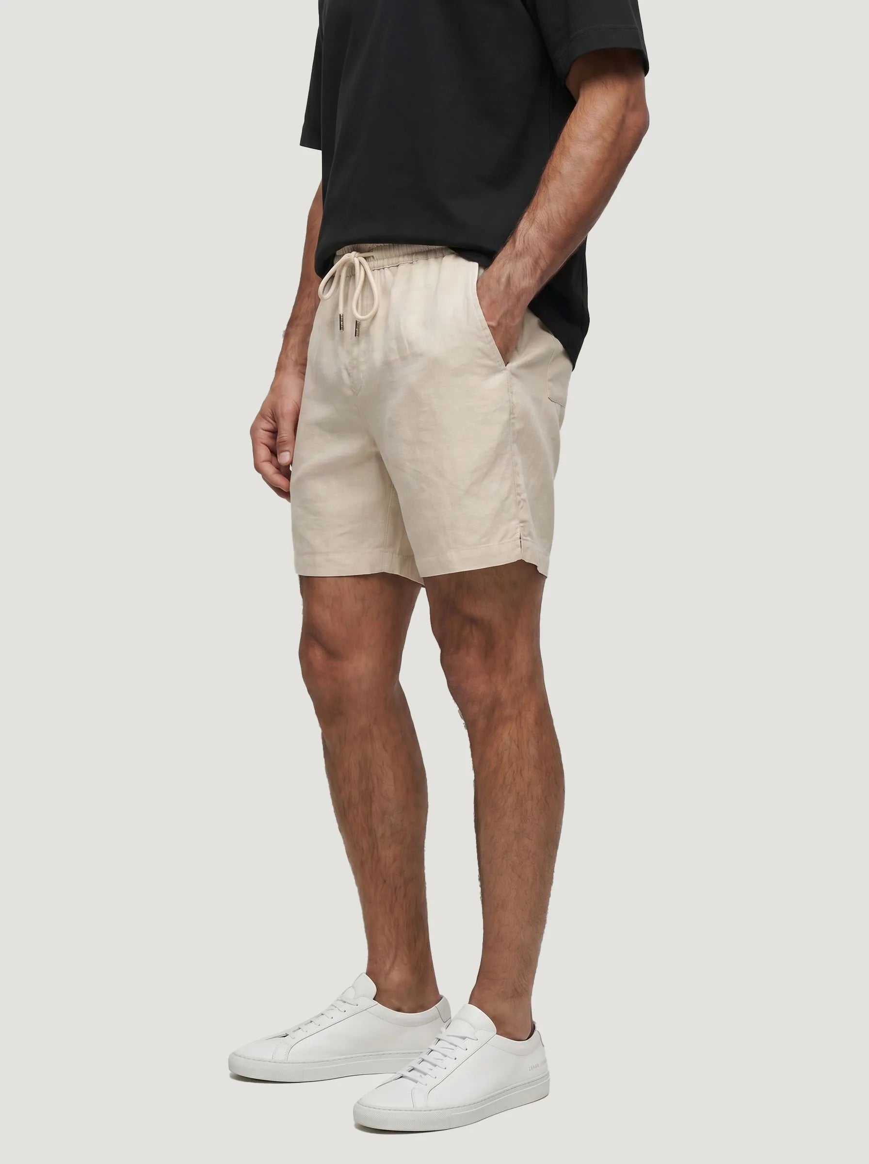 Pantalones cortos con cordón de 100 % lino europeo
