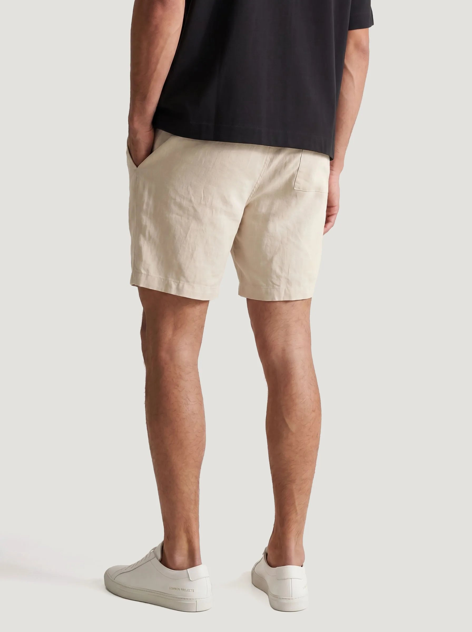Pantalones cortos con cordón de 100 % lino europeo
