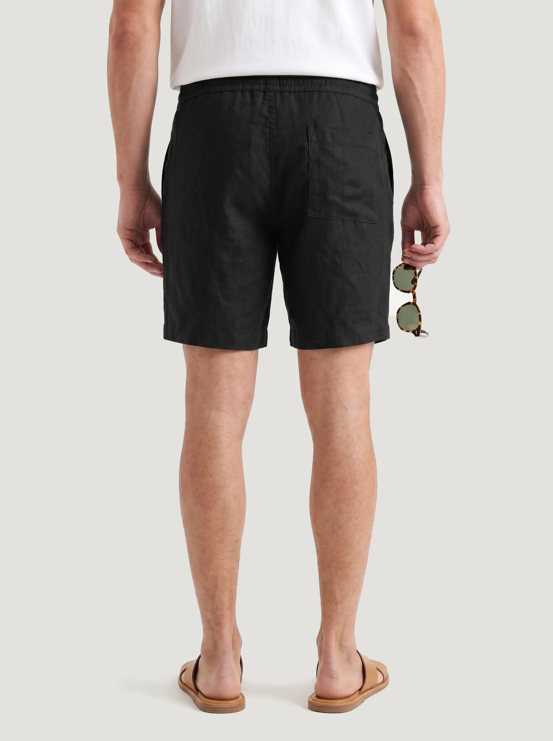 Pantalones cortos con cordón de 100 % lino europeo