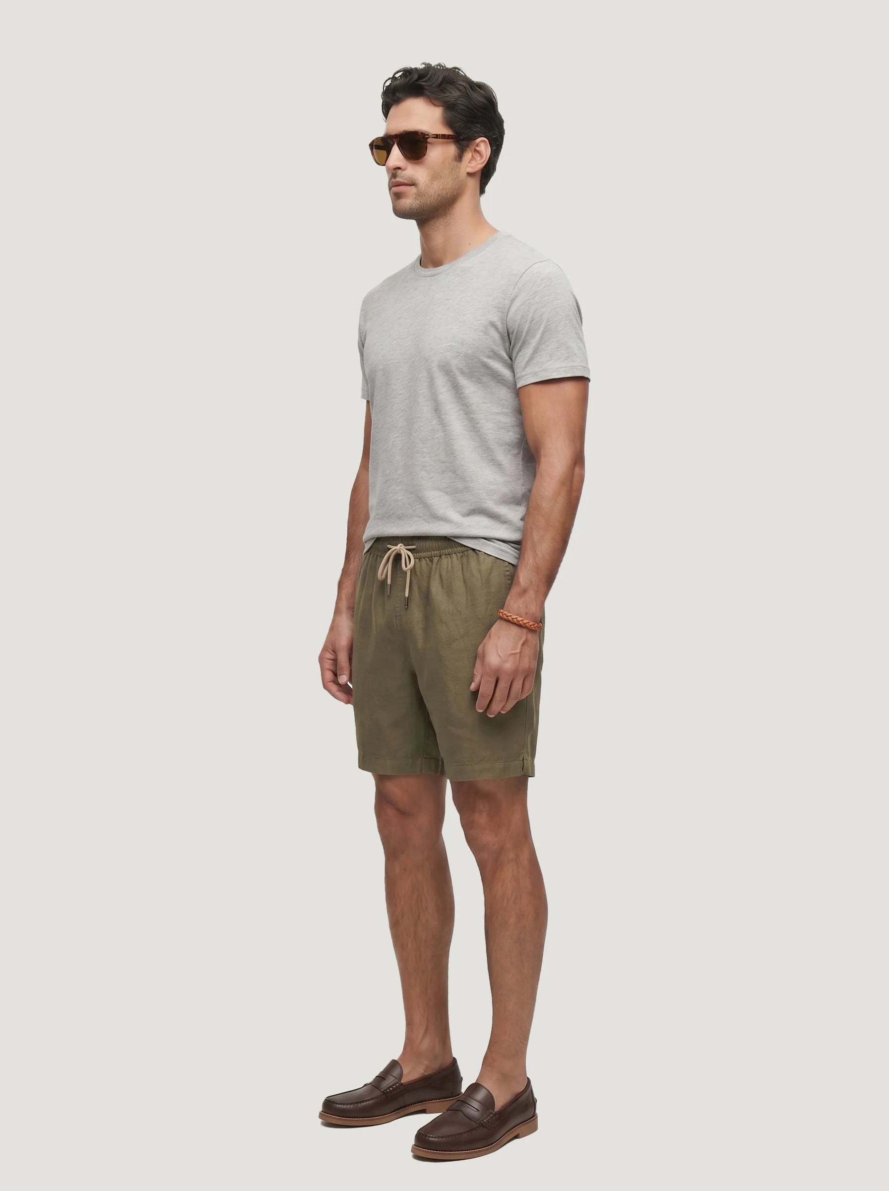 Shorts mit Kordelzug aus 100 % europäischem Leinen
