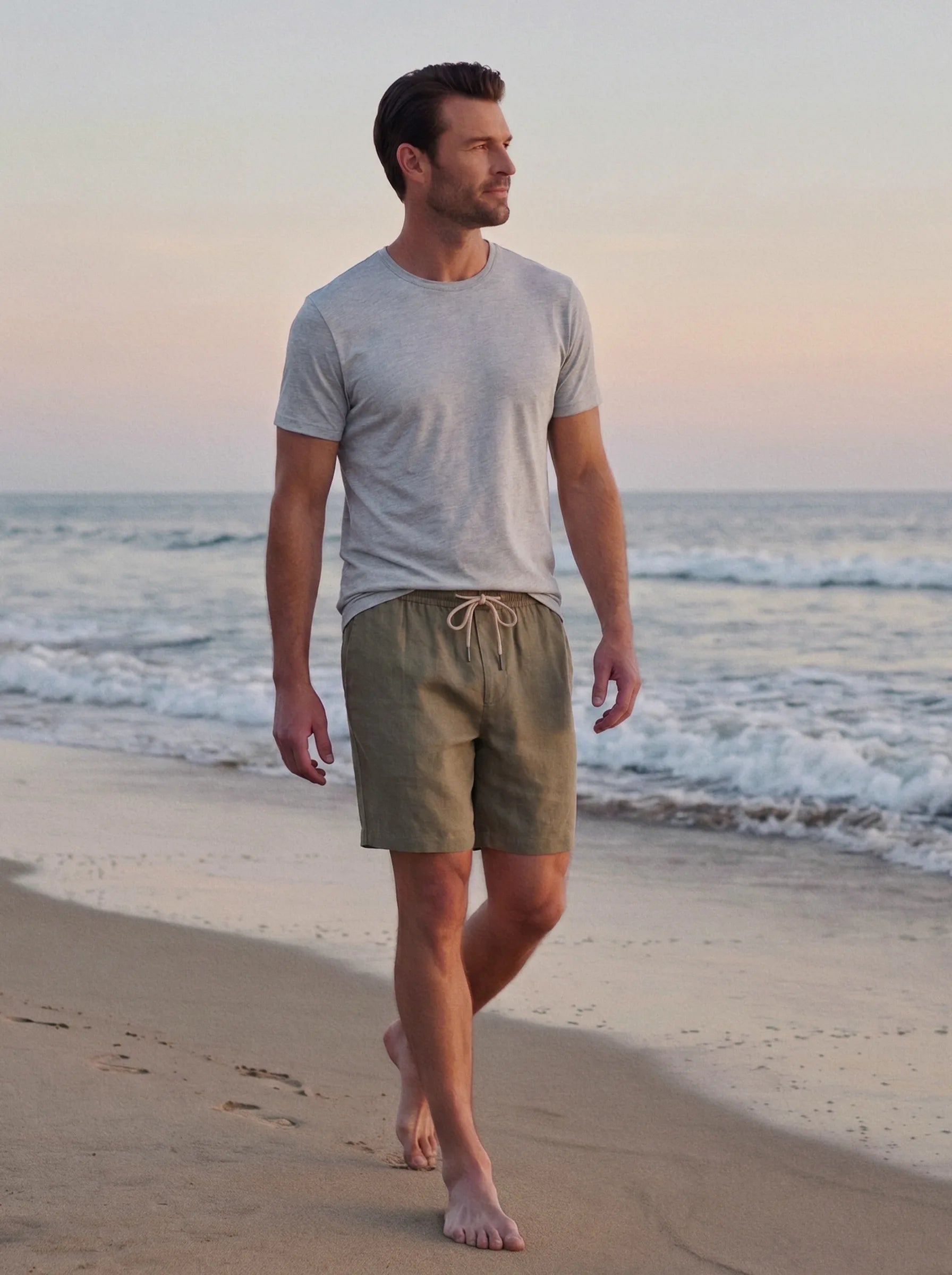 Shorts mit Kordelzug aus 100 % europäischem Leinen