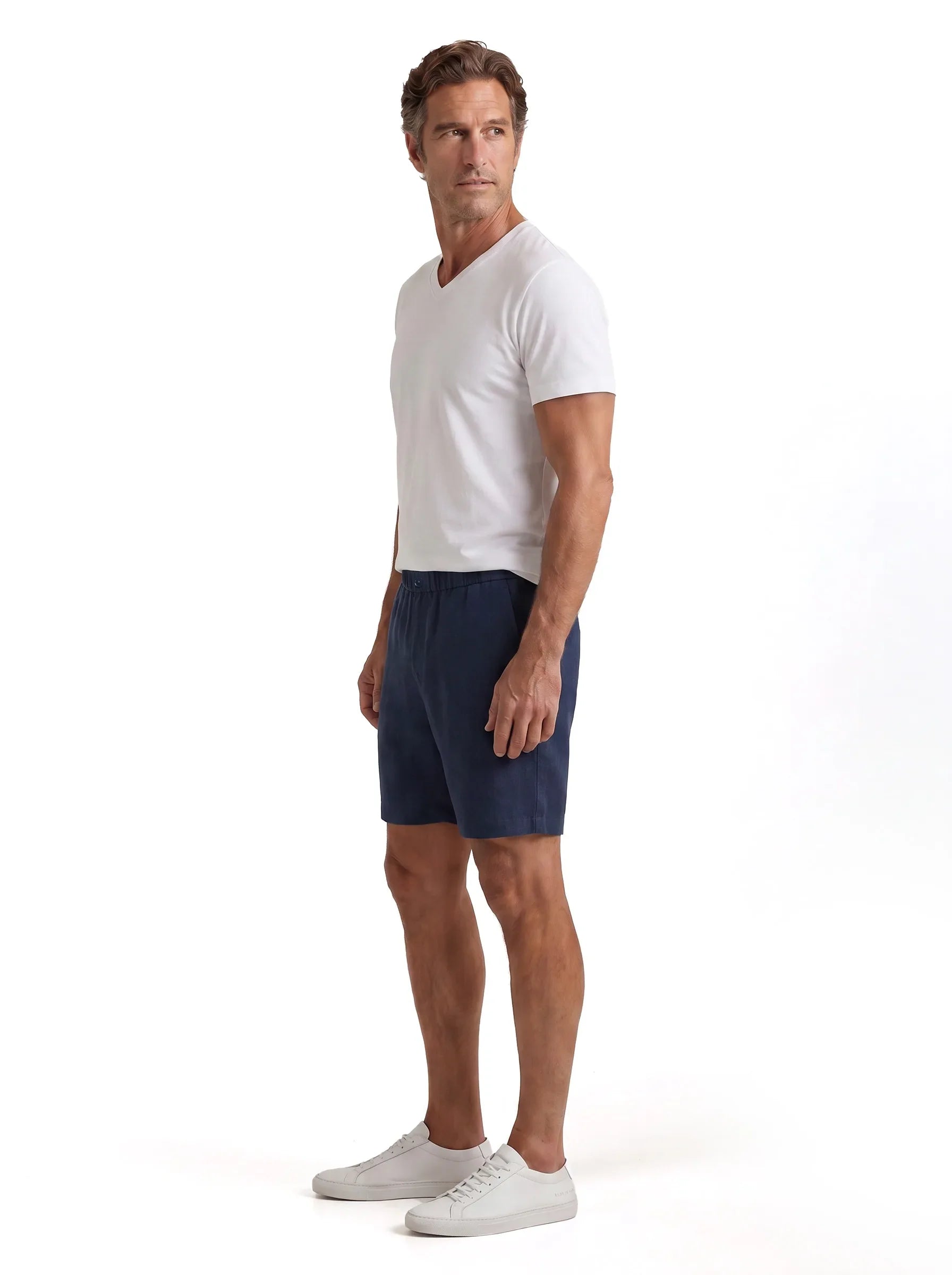 Pantalones cortos de vestir de 100 % lino europeo — Pack de 2