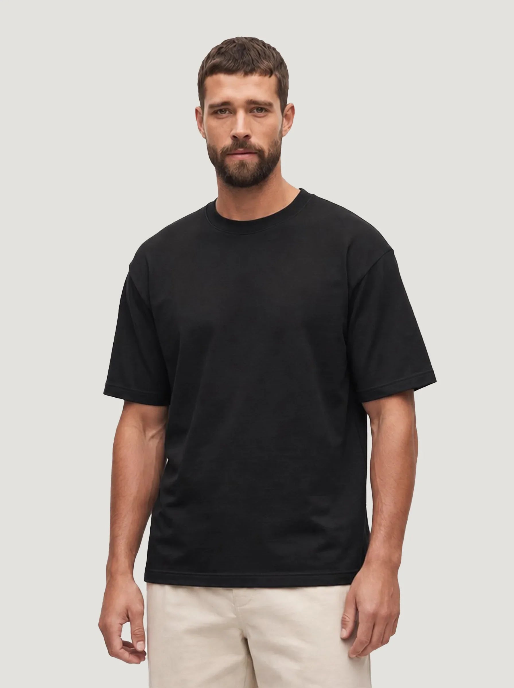 Camiseta de cuello redondo de algodón orgánico 100 % de gramaje grueso — Pack de 3