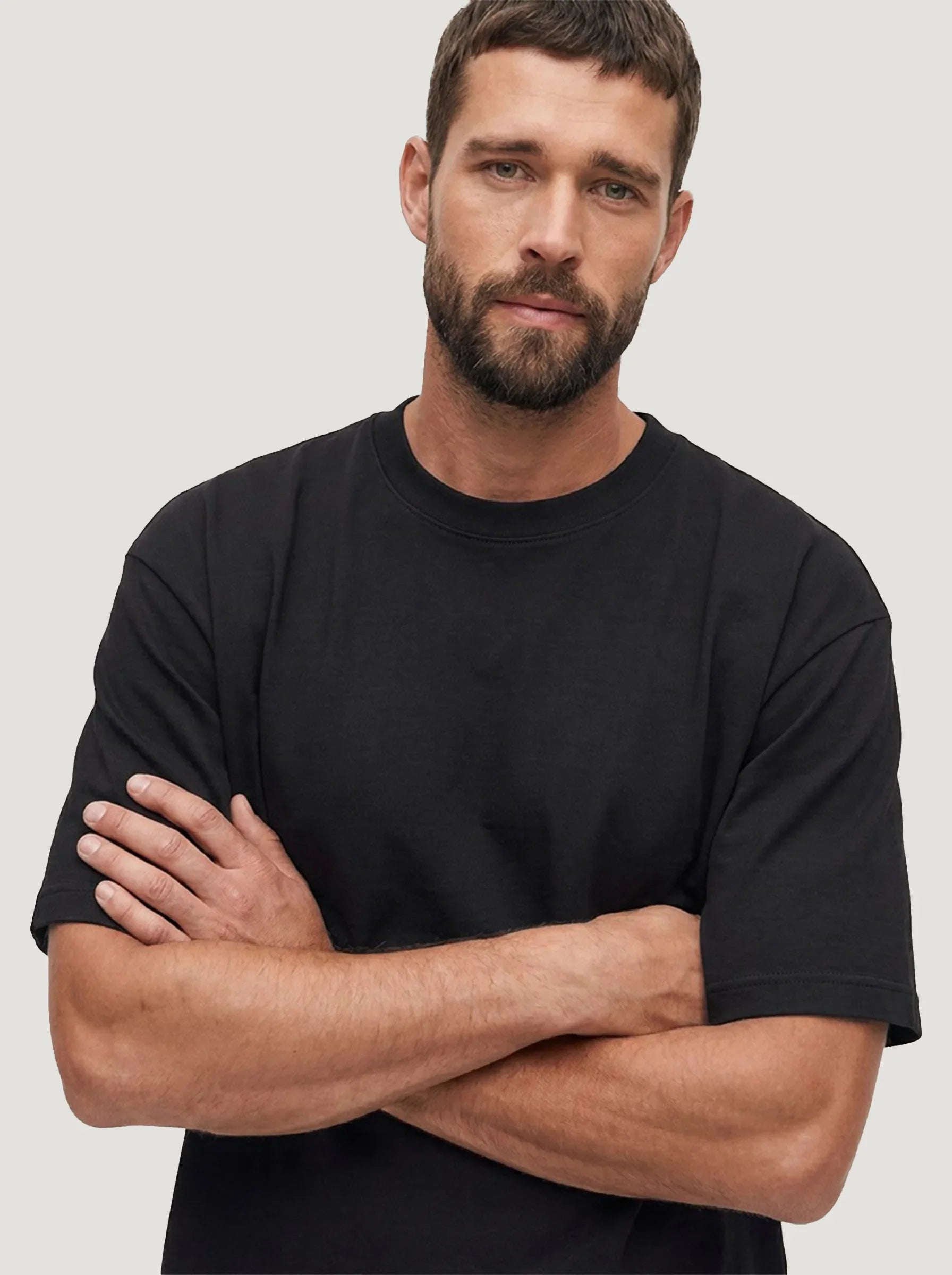 Camiseta de cuello redondo de algodón orgánico 100 % de gramaje grueso — Pack de 3