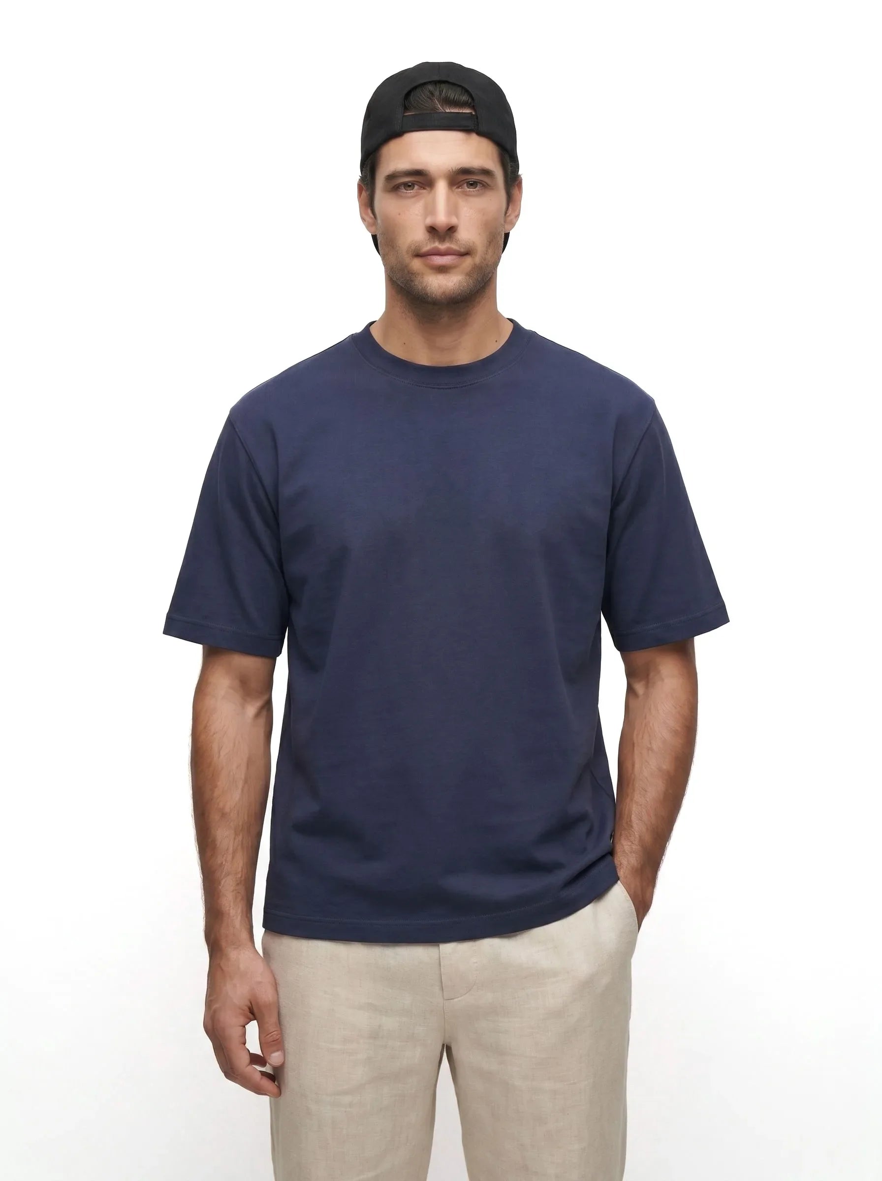 Camiseta de cuello redondo de algodón orgánico 100 % de gramaje grueso — Pack de 3