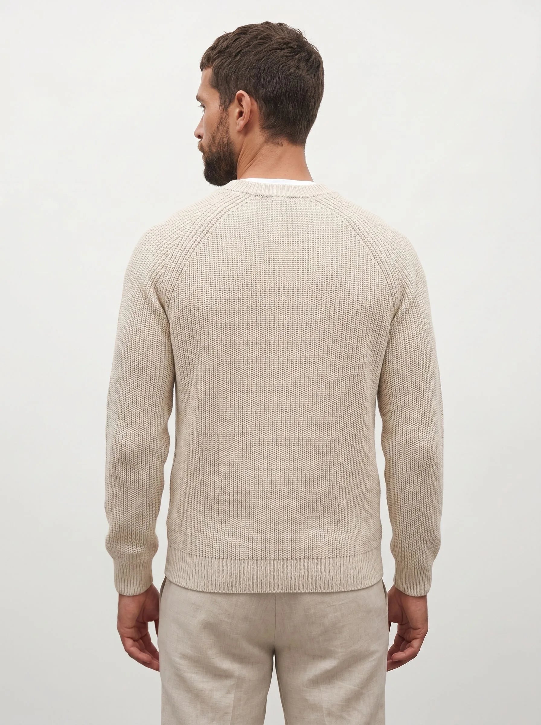 Pull col rond côtelé en coton biologique