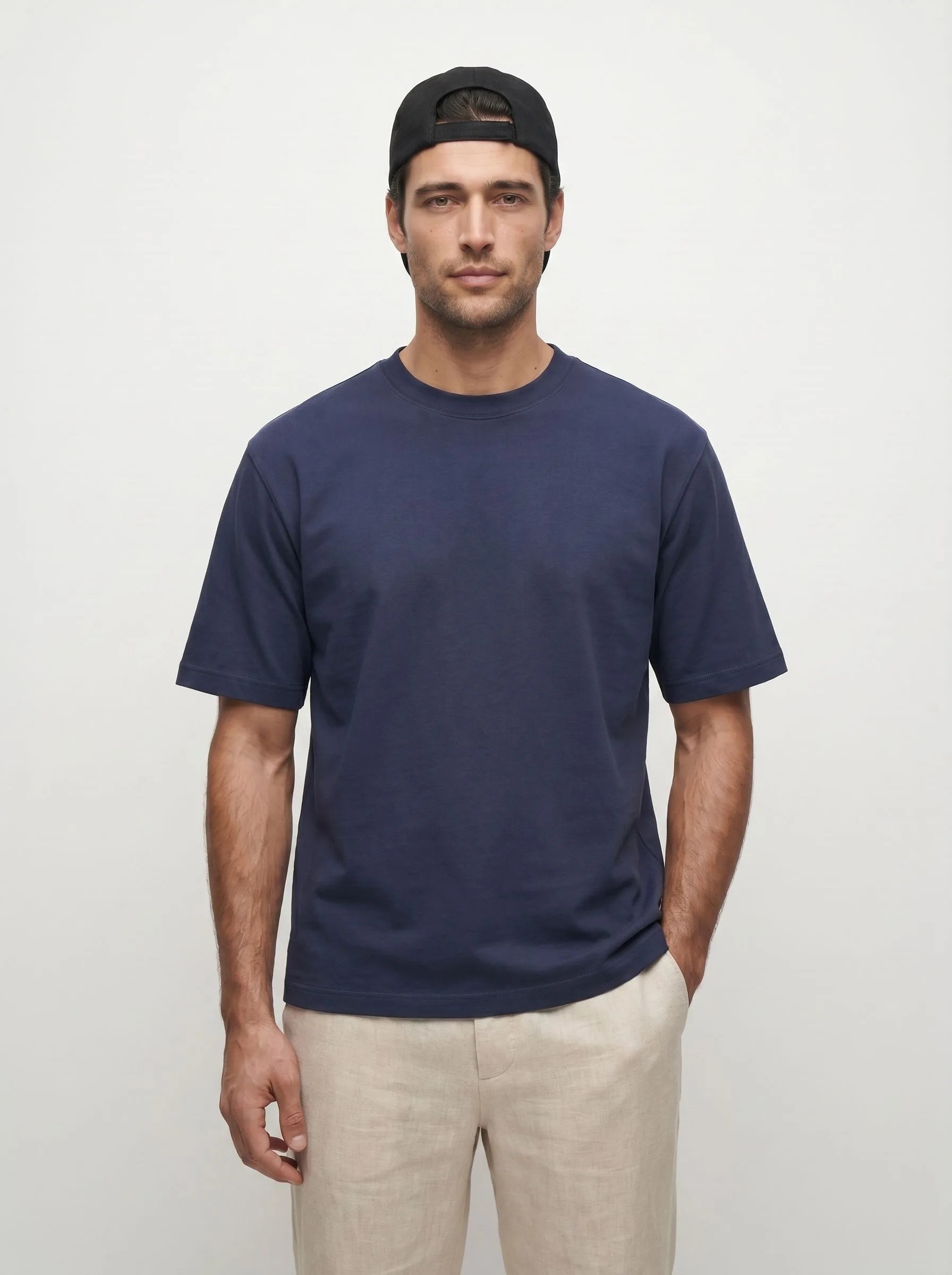 T-shirt col rond épais 100 % coton biologique